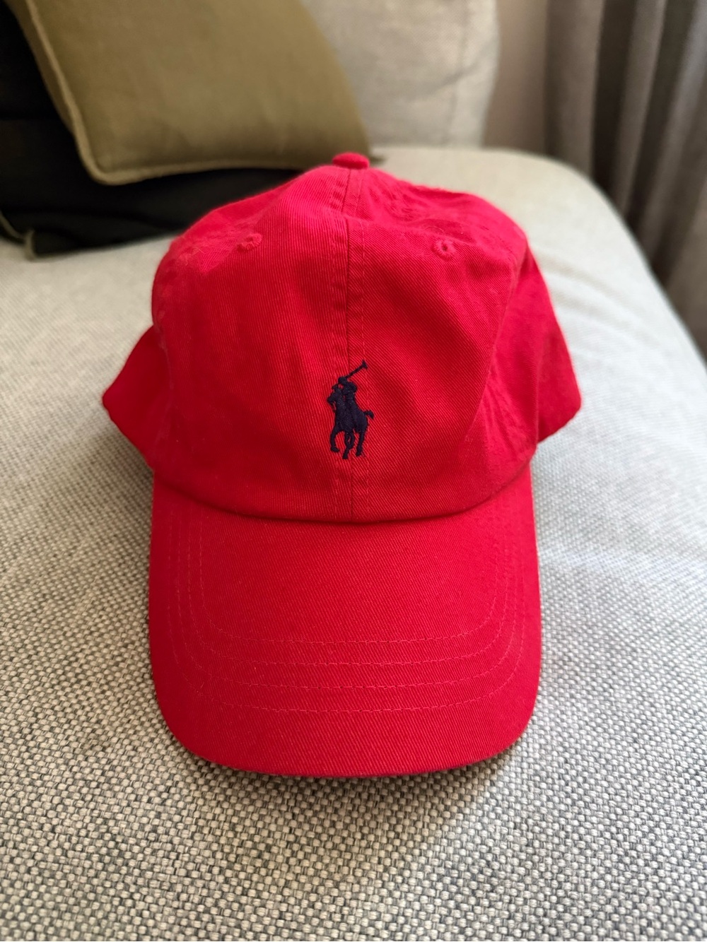Polo by Ralph Lauren Women’s  Red Baseball Cap with Navy Pony